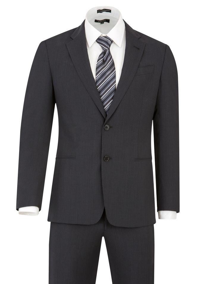 Armani Modern Fit Charcoal Mini Striped Suit