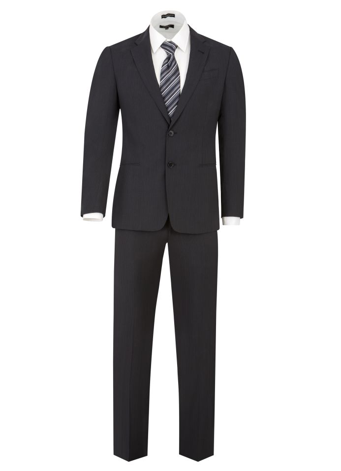 Armani Modern Fit Charcoal Mini Striped Suit