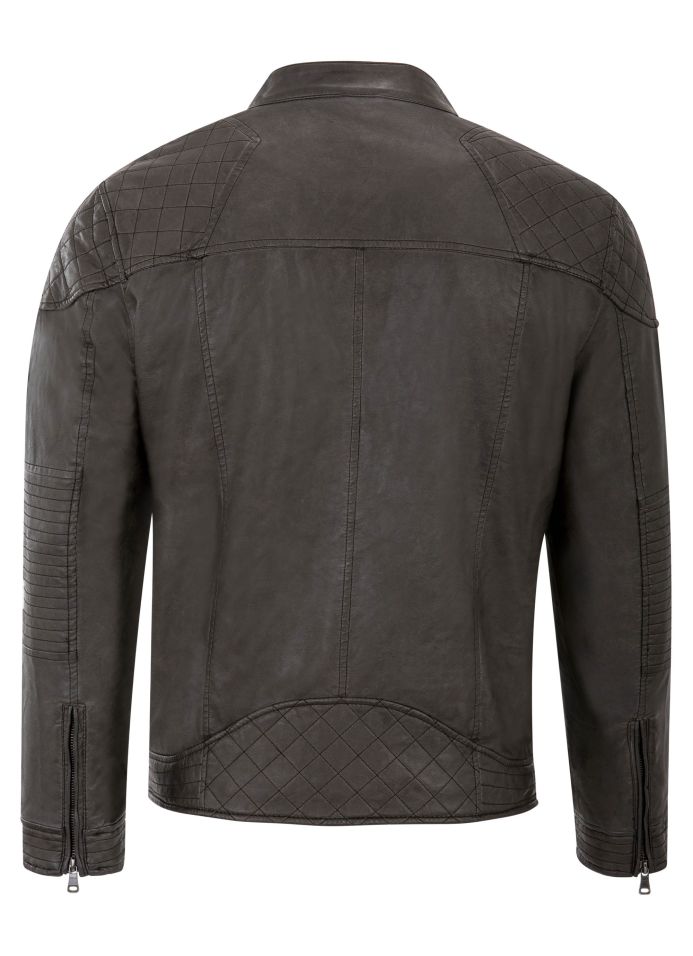George Austin Charcoal Vegan Leather Angelo Moto Jacket