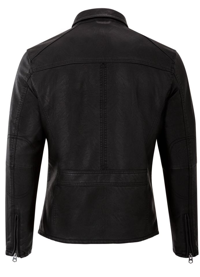George Austin Arezzo Black Vegan Leather Blouson Jacket