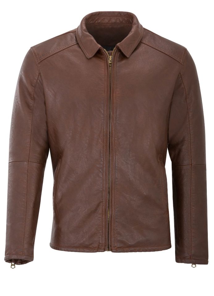 George Austin Cognac Arezzo Vegan Leather Moto Jacket