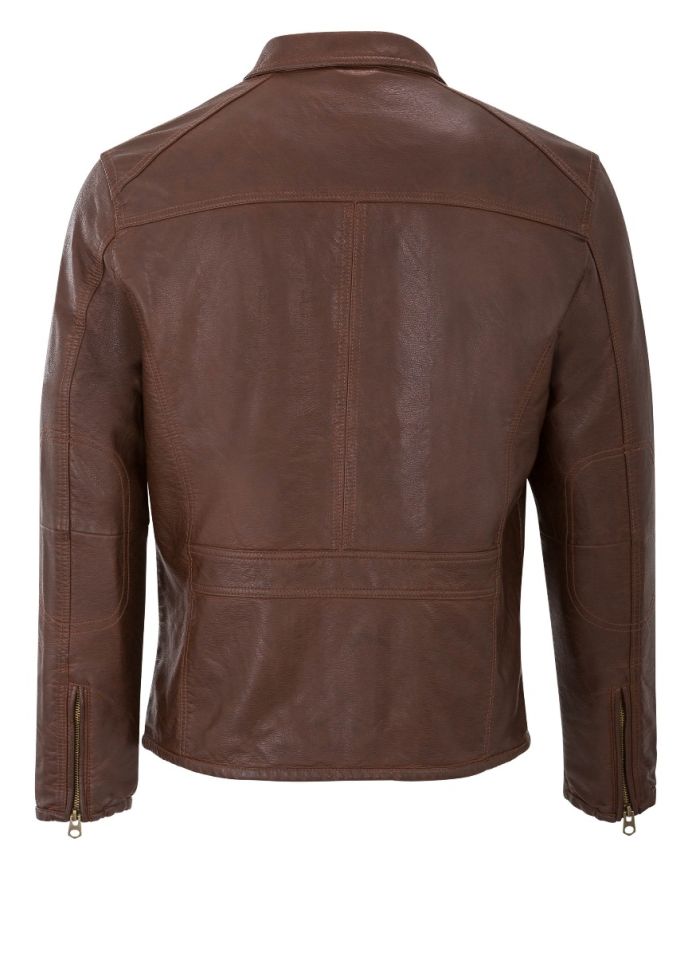 George Austin Cognac Arezzo Vegan Leather Moto Jacket