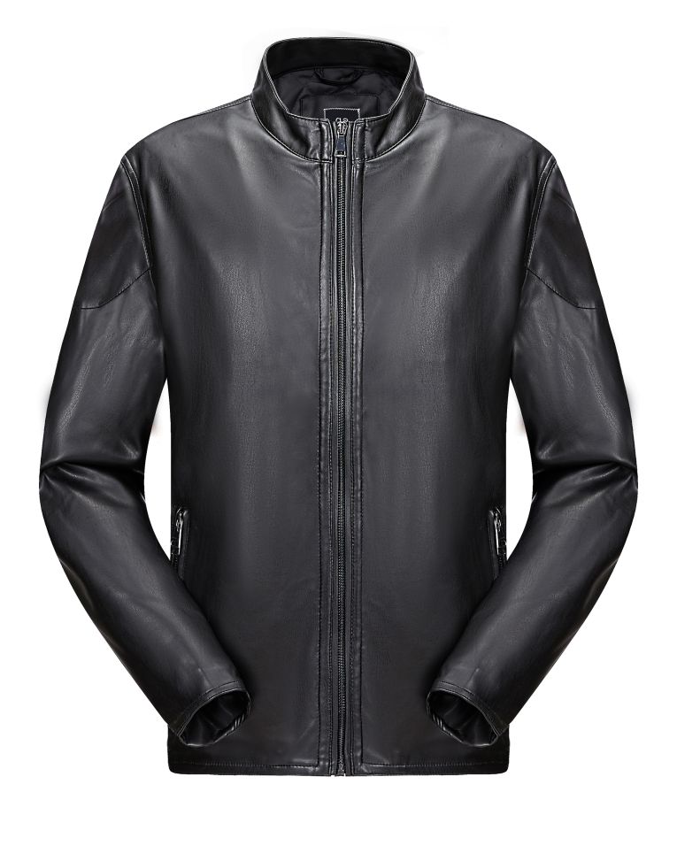George Austin Sleek Vegan Leather Black Bomber Jacket