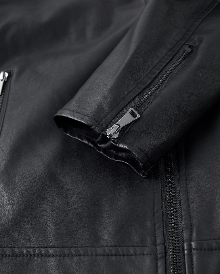 George Austin Vegan Leather Quilted Black Moto Jacket