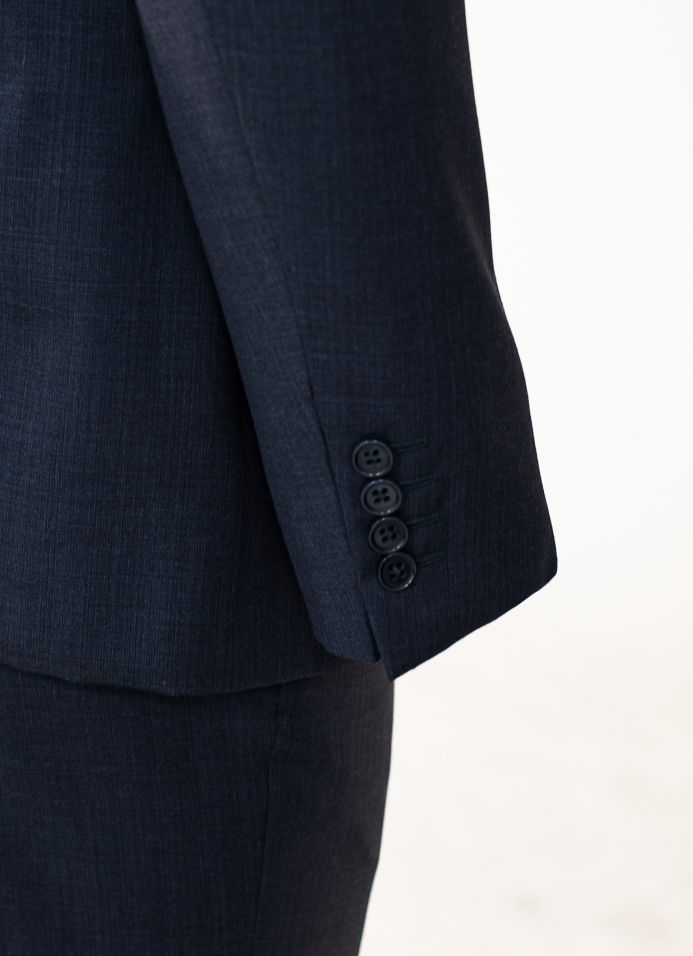 Armani Collezioni Navy Mini Graph Textured Modern Fit Suit