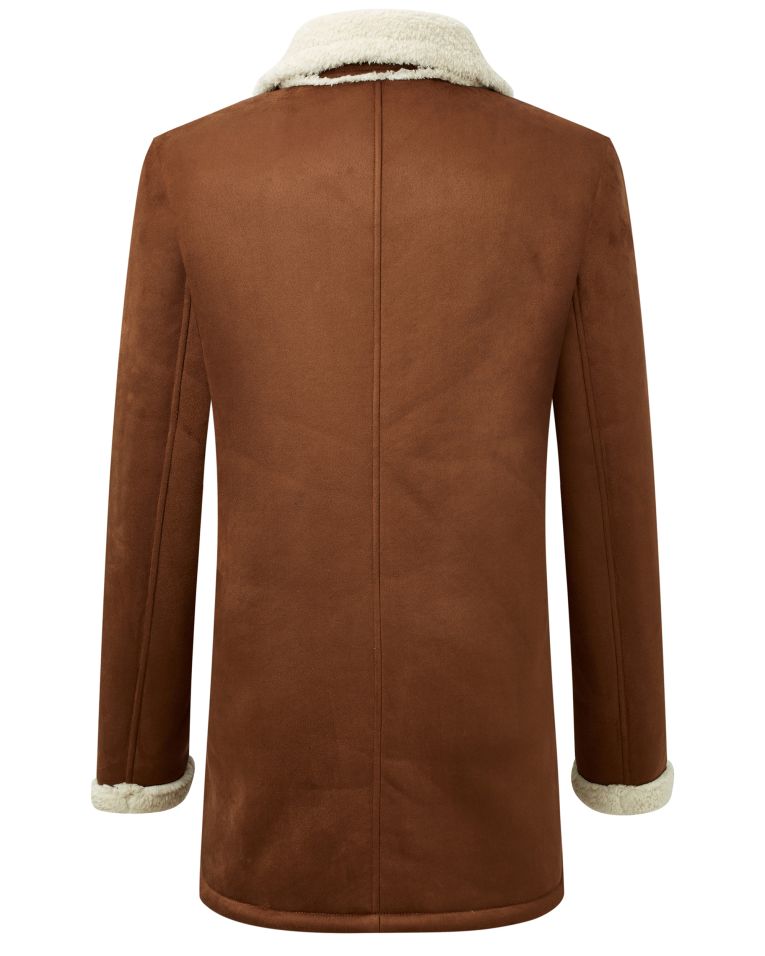 Cosani Sport Camel Faux Microsuede Double-Breasted Topcoat