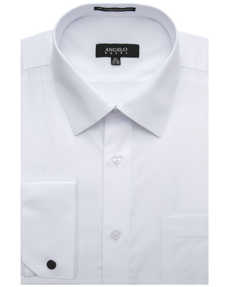 Angelo Rossi White French Cuff Modern Fit Dress Shirt