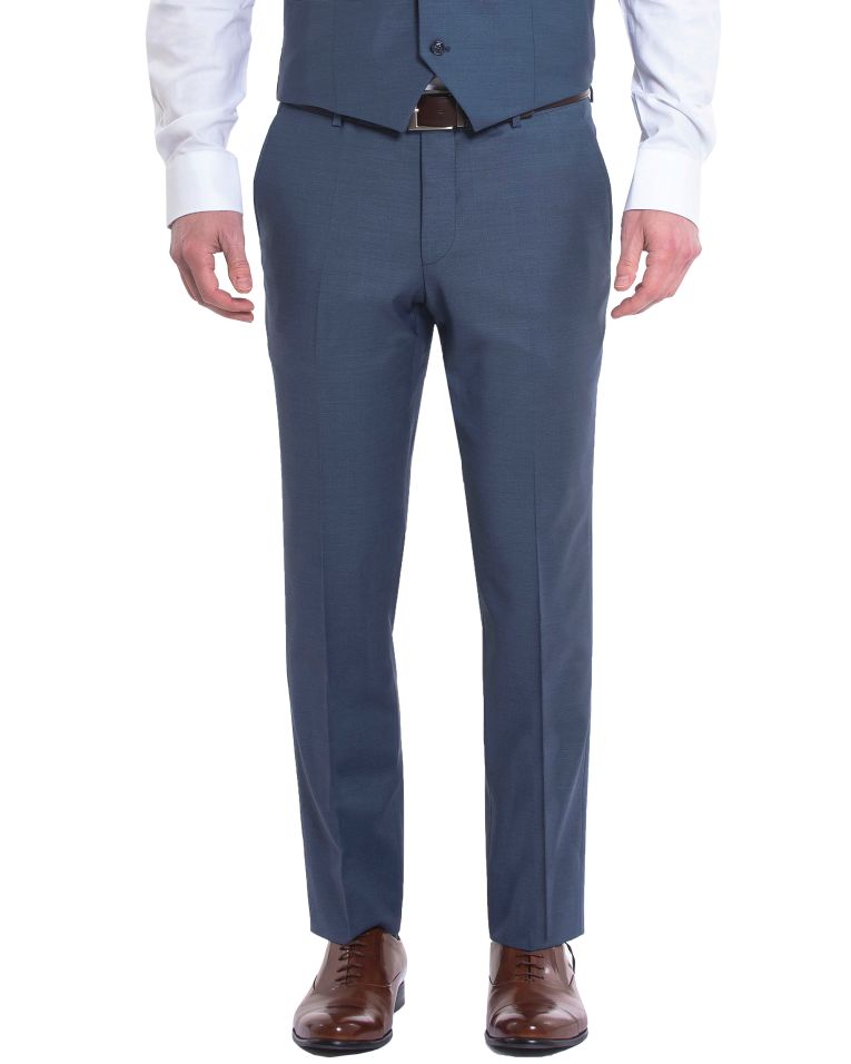 Salvatore Lorente Slim Fit Blue Windowpane Plaid Wool Vested Suit