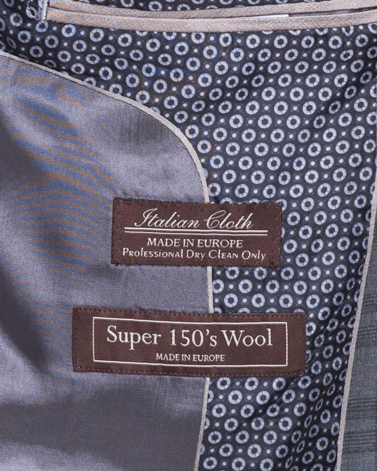 Salvatore Lorente Charcoal Windowpane Plaid Slim Fit Wool Suit