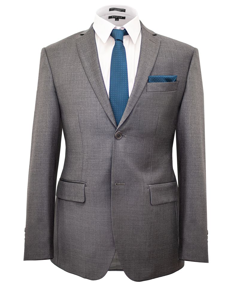 Salvatore Lorente Solid Grey Italian Wool Modern Fit Suit