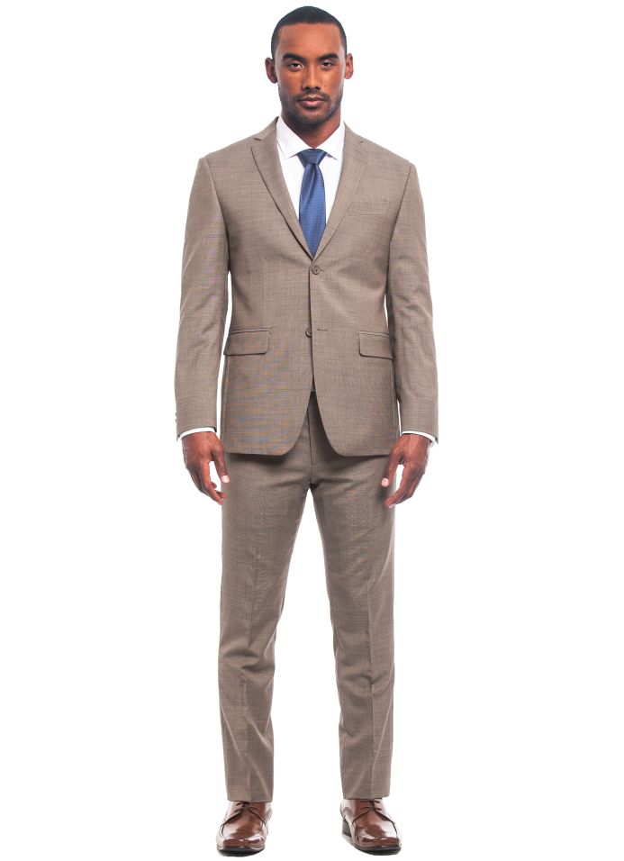 Arezzo Collection - Wool Suit Modern Fit Italian Style 3 Piece in Tan
