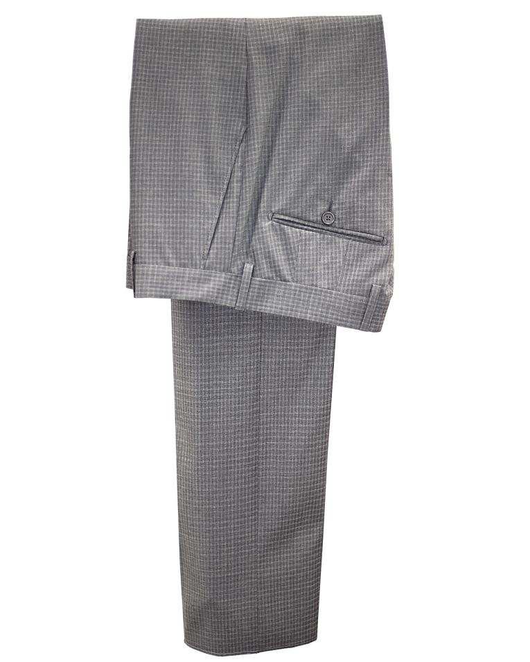 Salvatore Lorente Grey Windowpane Modern Fit Wool Suit