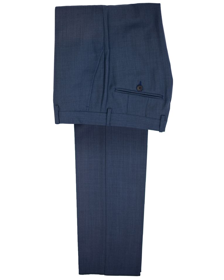 Salvatore Lorente Blue Italian Wool Tick-Weave Modern Fit Suit