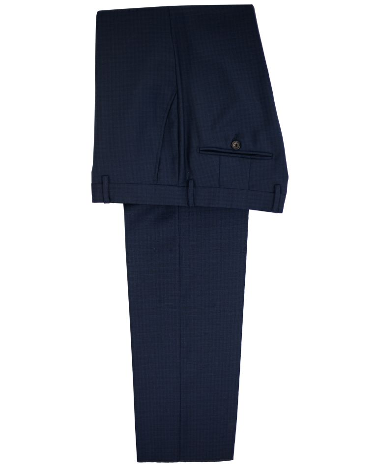 Salvatore Lorente Tic Weave Windowpane Woolen Navy Suit