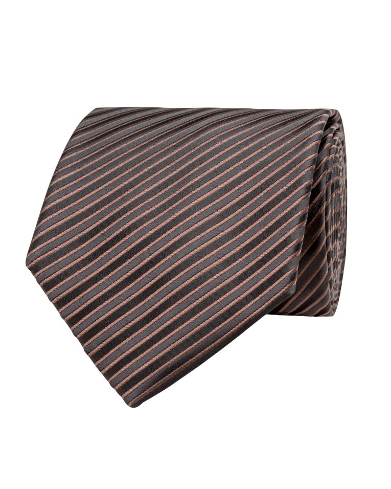 Hollywood Suit Thread Stripe Brown Tie