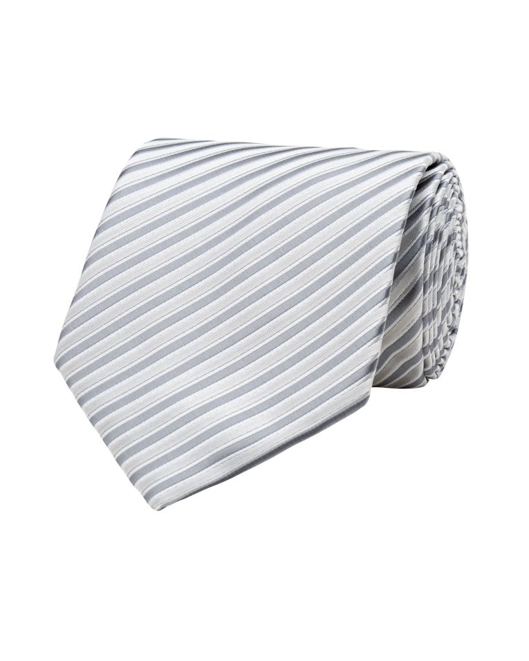 Hollywood Suit Thread Stripe Silver Tie
