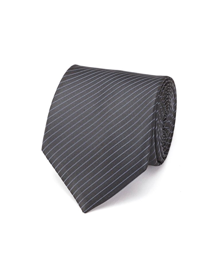 Angelo Rossi Tone on Tone Narrow Striped Charcoal Tie