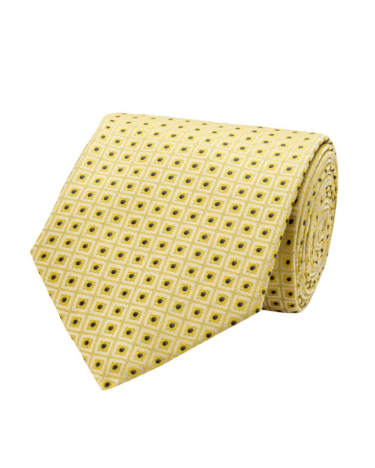 Angelo Rossi Check Square Patterned Yellow Tie