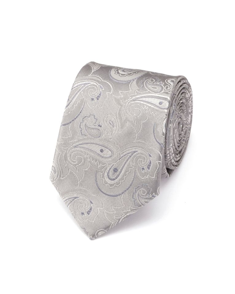 Hollywood Suit Tone on Tone Paisley Grey Tie
