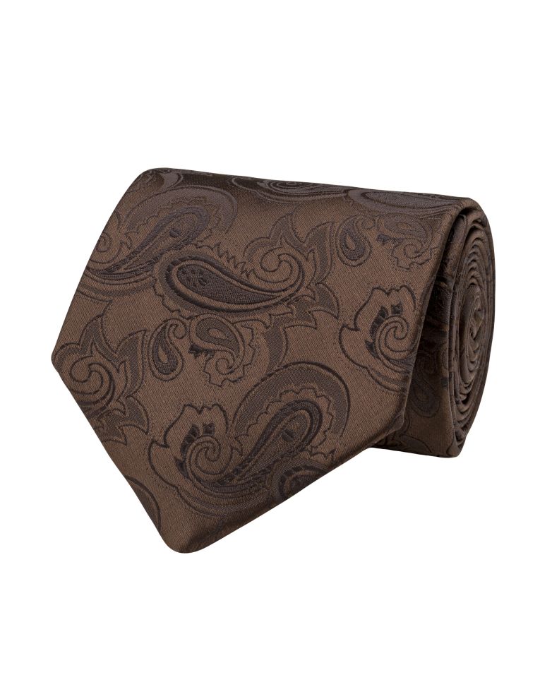 Hollywood Suit Tone on Tone Paisley Brown Tie