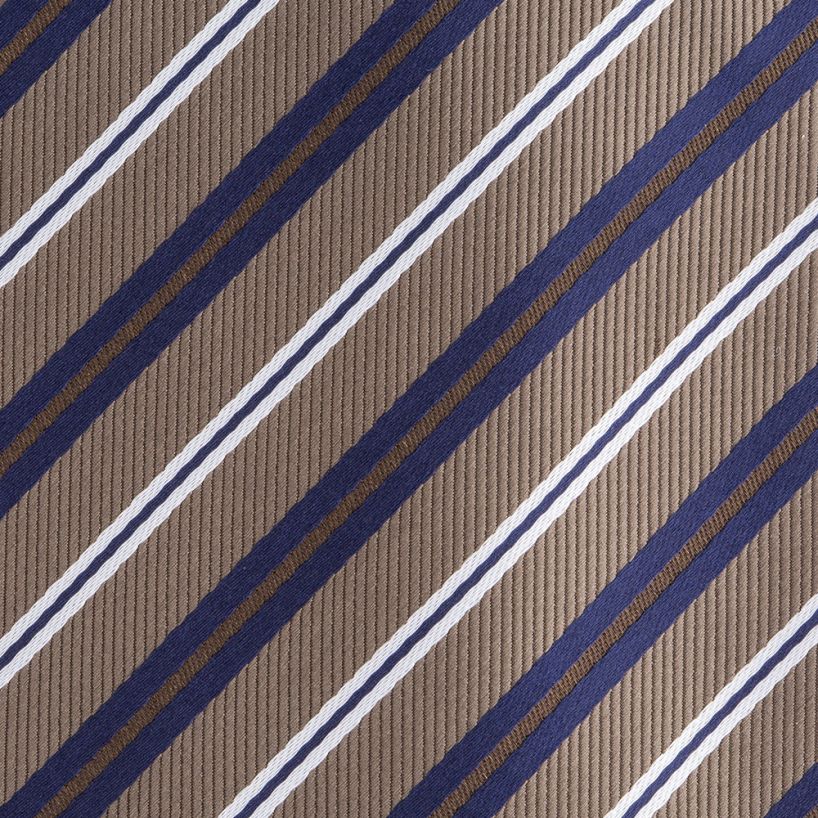 Angelo Rossi Narrow Ribbon Striped Tan Tie