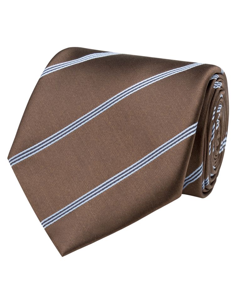 Angelo Rossi Thin Regimental Striped Brown Tie