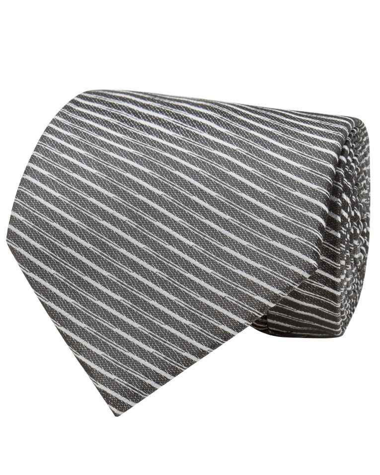Angelo Rossi Monocromatic Narrow Striped Charcoal Tie