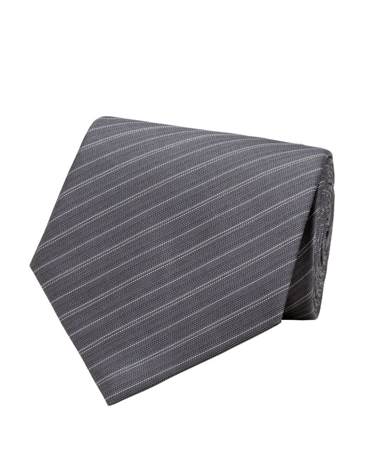 Angelo Rossi Grey Charming Contrast Striped Tie