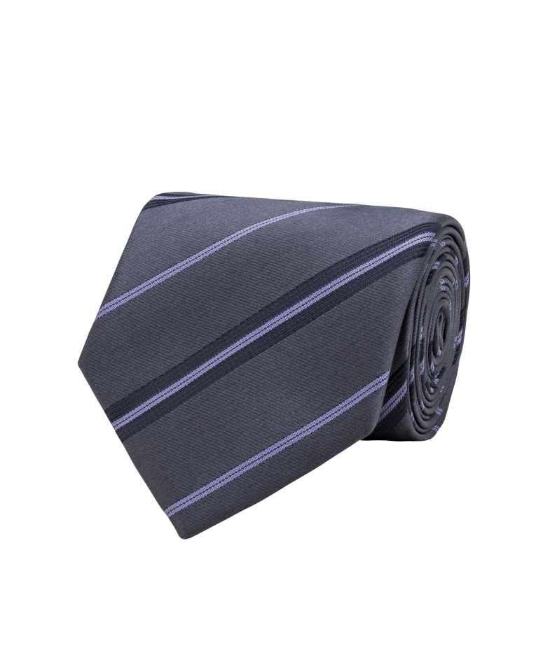 Angelo Rossi Charcoal Oscillate Striped Tie
