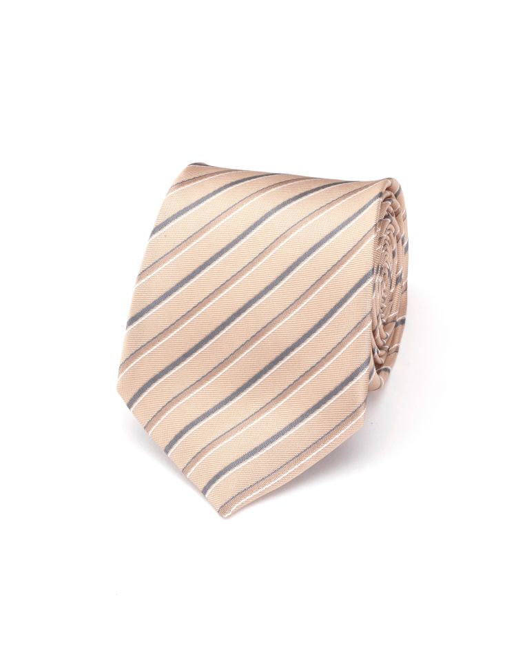 Hollywood Suit Bold Contrast Stripe Taupe Tie
