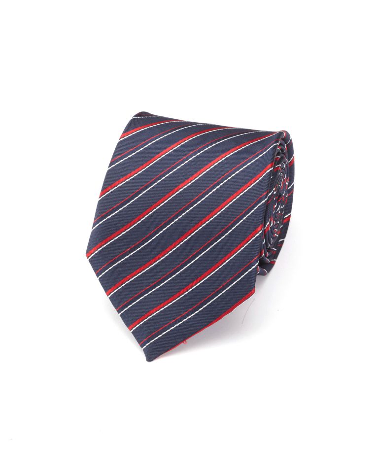 Hollywood Suit Bold Contrast Stripe Red Tie