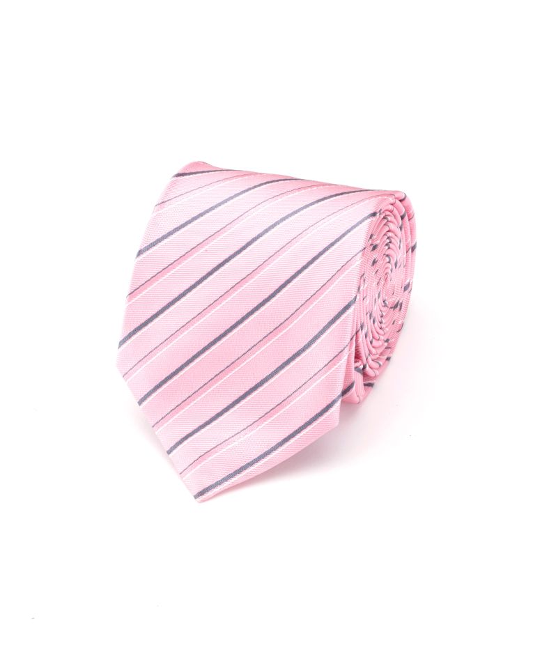 Hollywood Suit Bold Contrast Stripe Pink Tie