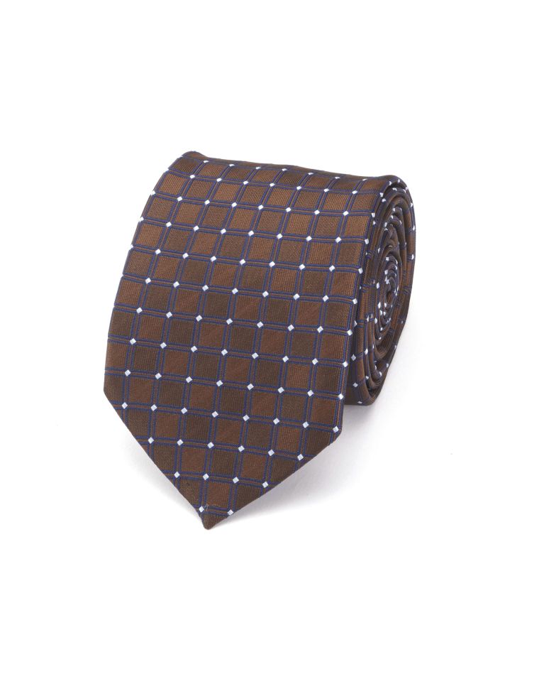 Hollywood Suit Coffee Square Lined Tie