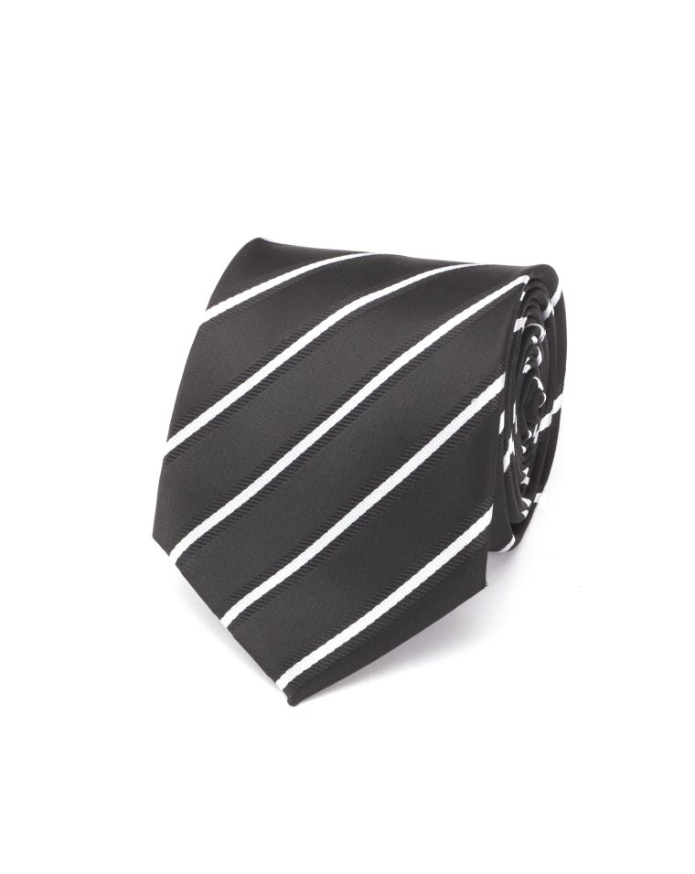 Angelo Rossi White Parallel Striped Contrast Tie