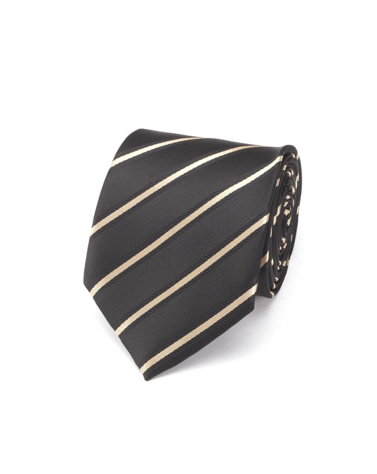 Angelo Rossi Gold Parallel Striped Contrast Tie