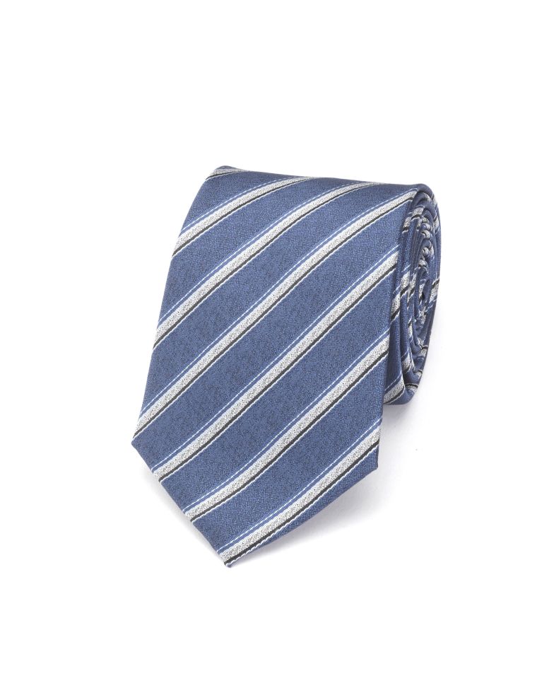 Angelo Rossi Blue Regimental Multi-stripe Weave Tie