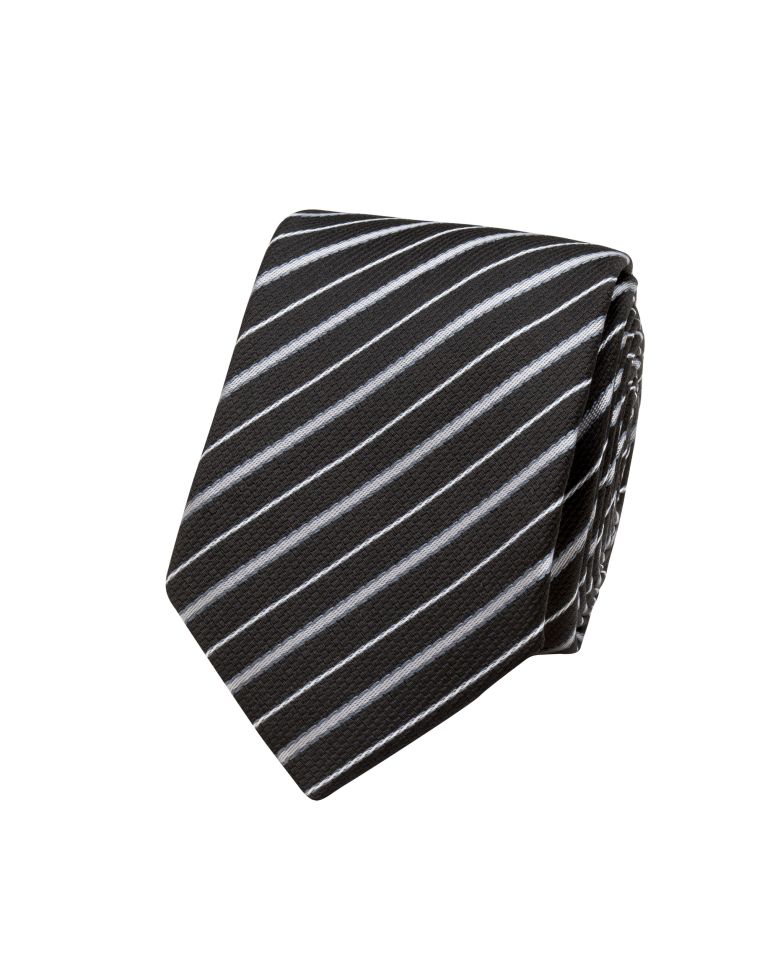 Profile Black Stitch Striped Tie