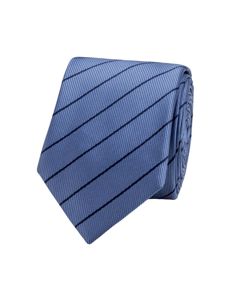 Profile Blue Narrow Repp Striped Tie