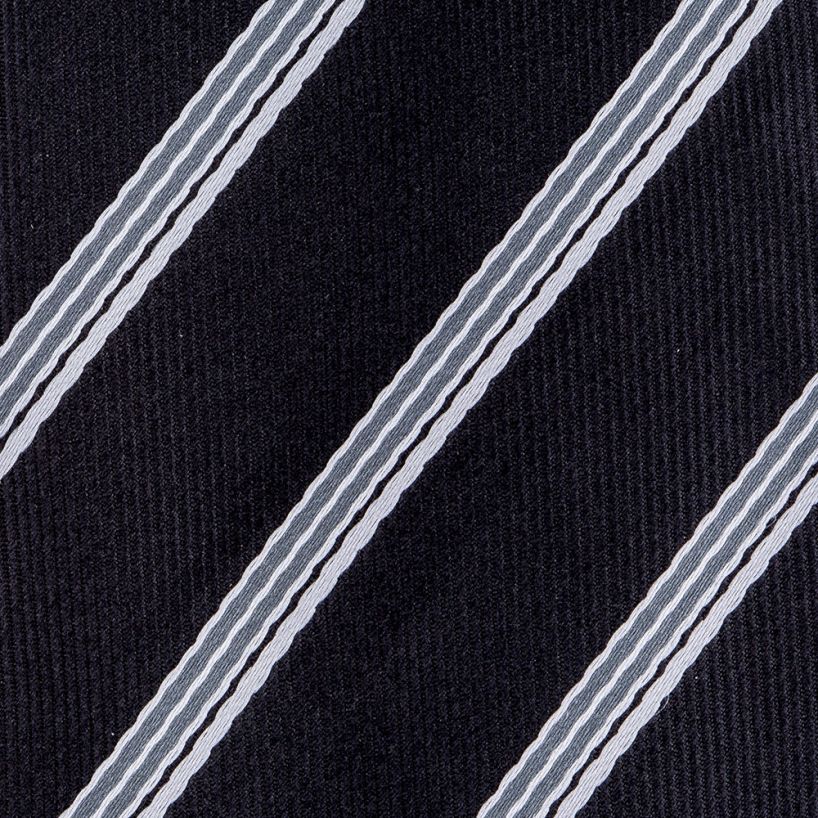 Profile Black Ribbed Stitch Striped Tie