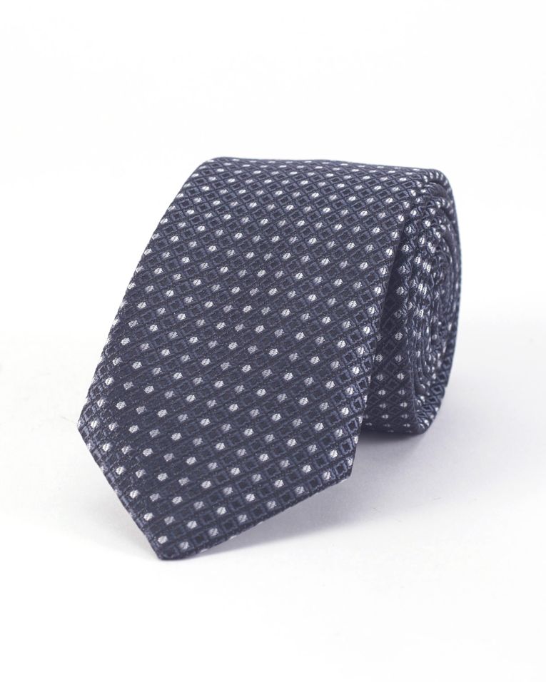 Hollywood Suit Black Diamond White Dotted Tie
