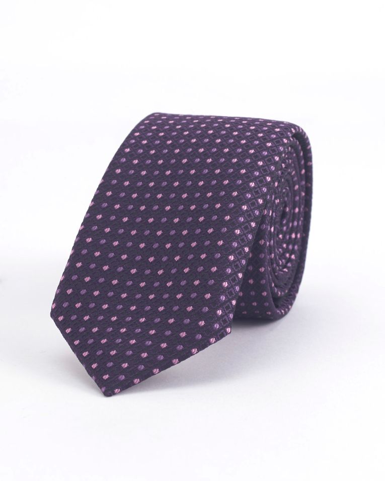 Hollywood Suit Purple Diamond Pink Dotted Skinny Tie