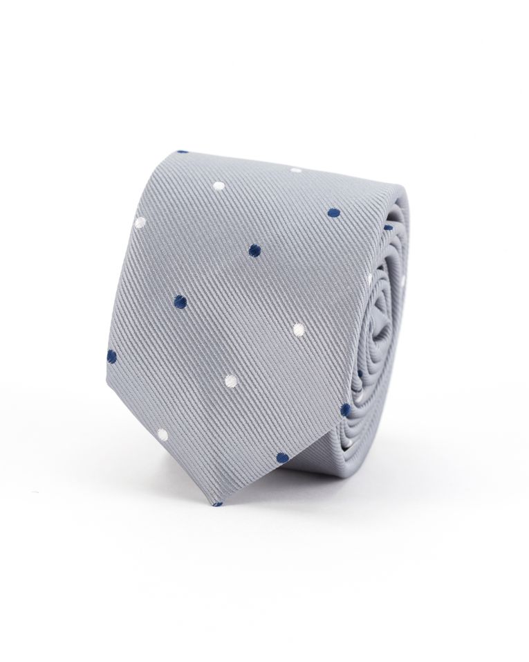 Hollywood Suit Grey Polka Dot Textured Skinny Tie
