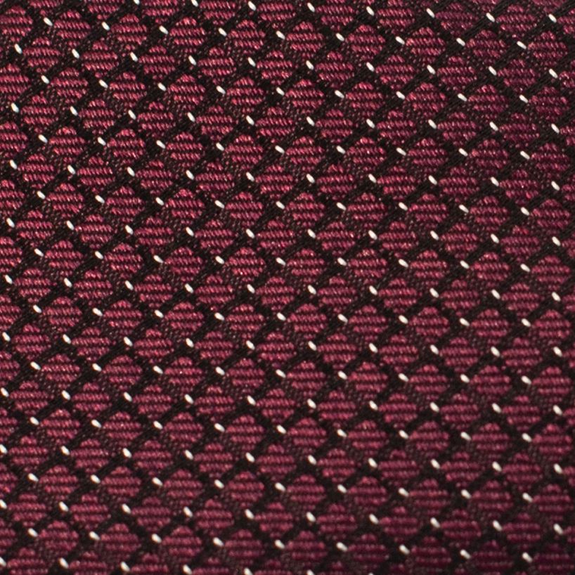 Hollywood Suit Burgundy Embroidered Dash Patterned Diamond Skinny Tie