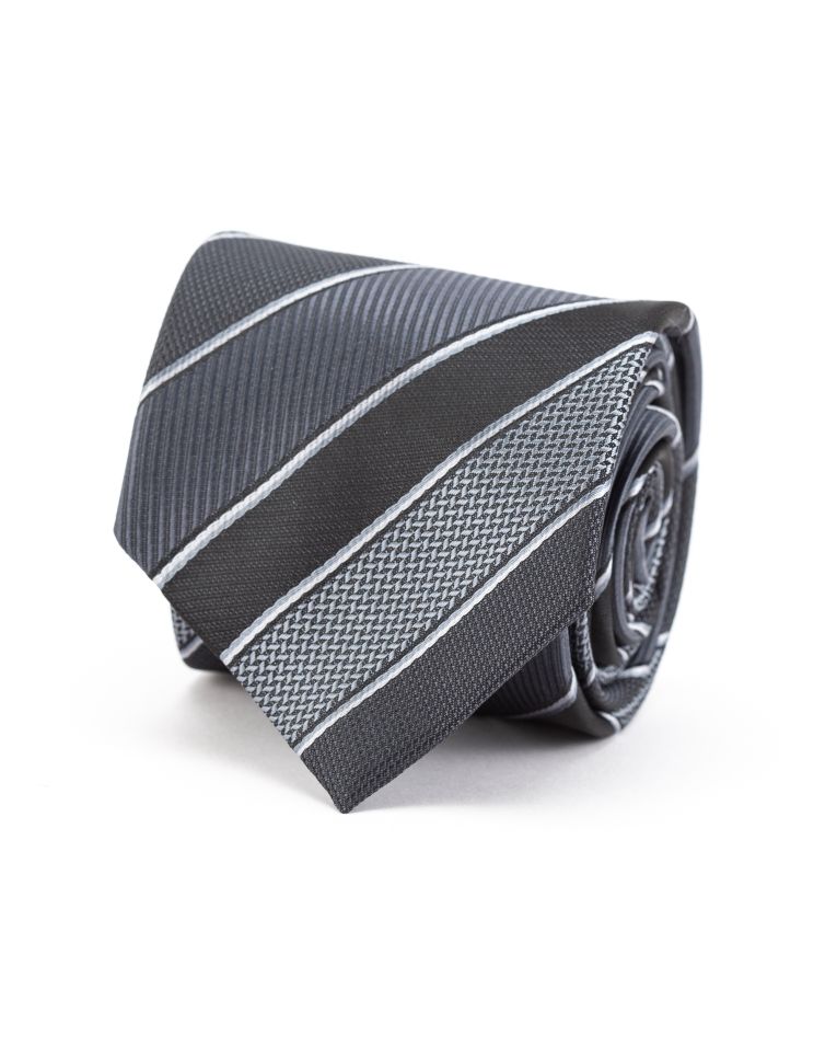 Holllywood Suit Charcoal Contrasted Texture Striped Tie
