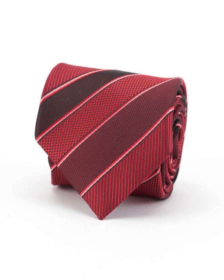 Hollywood Suit Burgundy Contrasted Texture Striped Tie