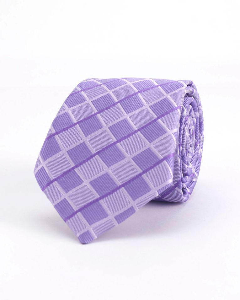 Hollywood Suit Lavender Diamond Windowpane Print Tie