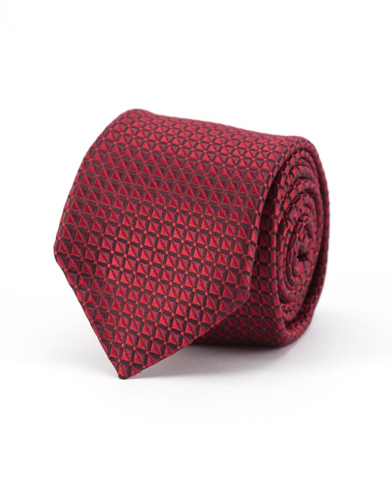 Hollywood Suit Burgundy Micro Windowpane Dotted Tie