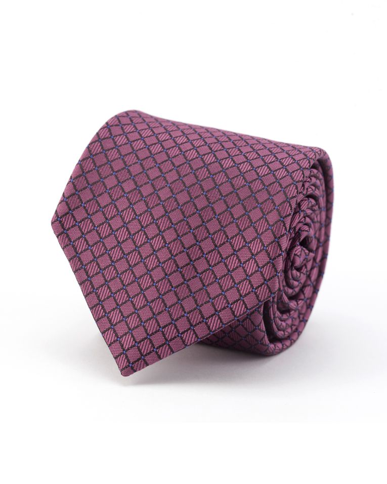 Hollywood Suit Burgundy Micro Windowpane Dotted Check Tie