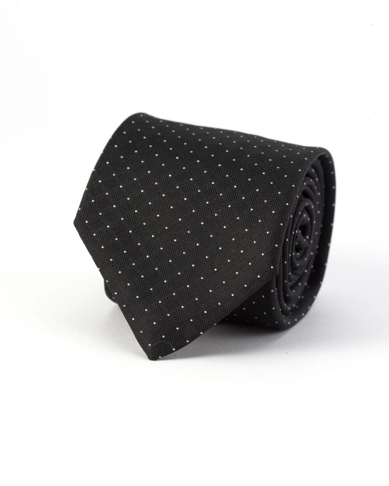 Hollywood Suit Black Mini Windowpane Micro Dotted Check Tie