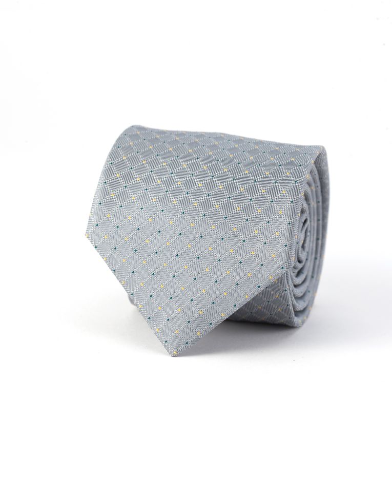 Hollywood Suit Grey Mini Windowpane Micro Dotted Check Tie